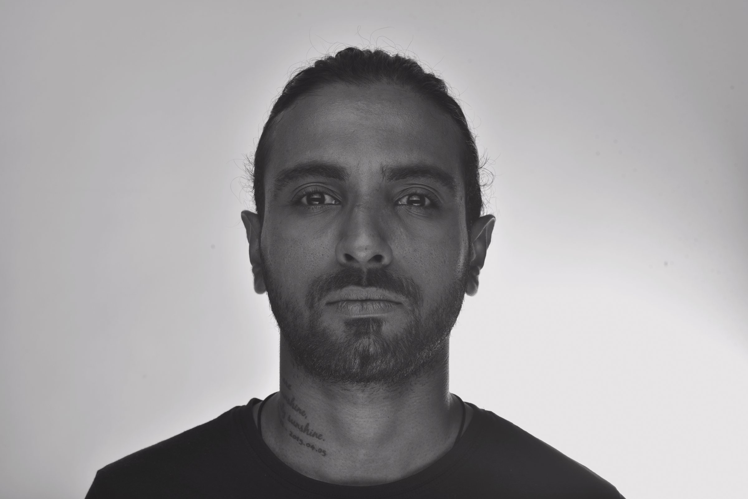 Black and white portrait of Lasith Fernando